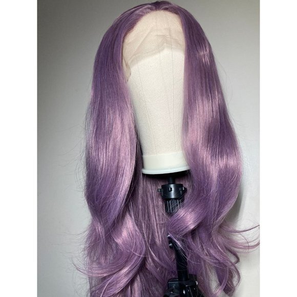 Long Purple Wavy Lace Front Wig - Picture 6 of 15